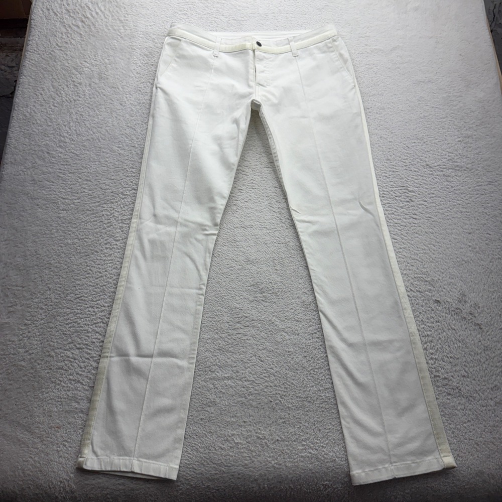 Rufskin Mens White Stretch Cotton Twill Side Stripe Slim Straight Pants Size 34